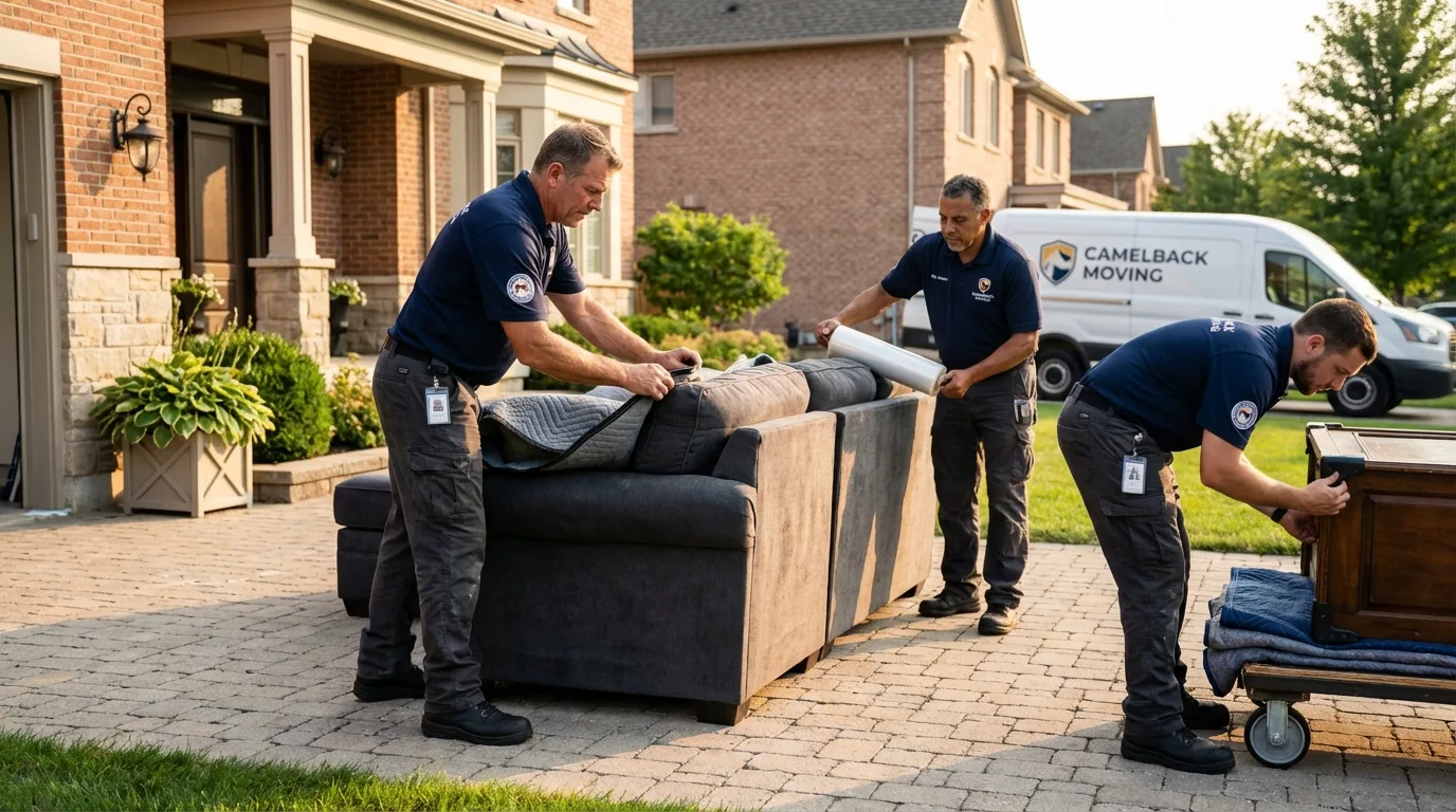 Large estate moving crew wrapping furniture in Windsor, NC